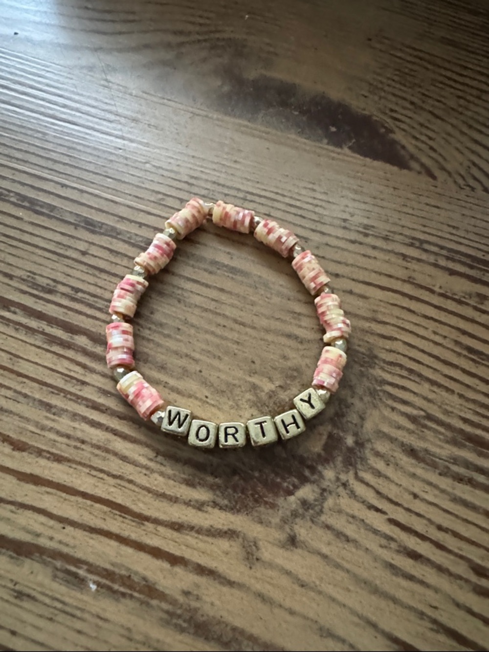 Worth clay bead & gold bead bracelet